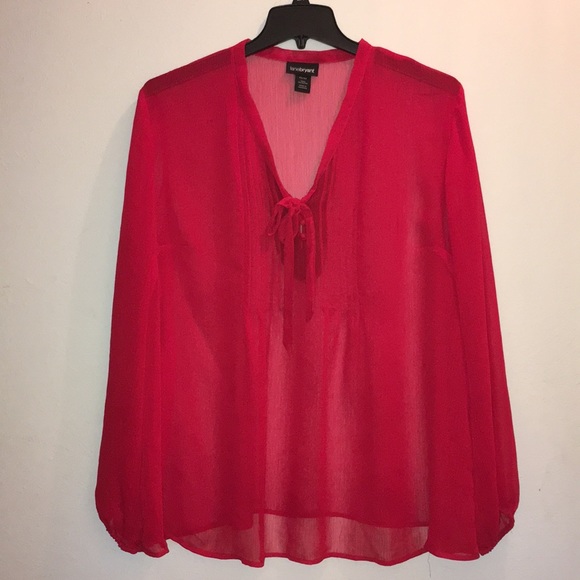 Lane Bryant Tops - Red Sheer Lane Bryant Blouse